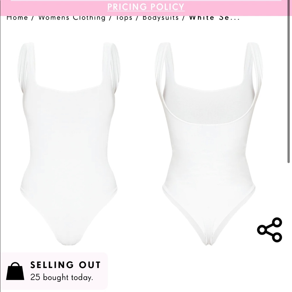 Pretty little thing White Second Skin Square Neck Sleeveless Thong Bodys…
